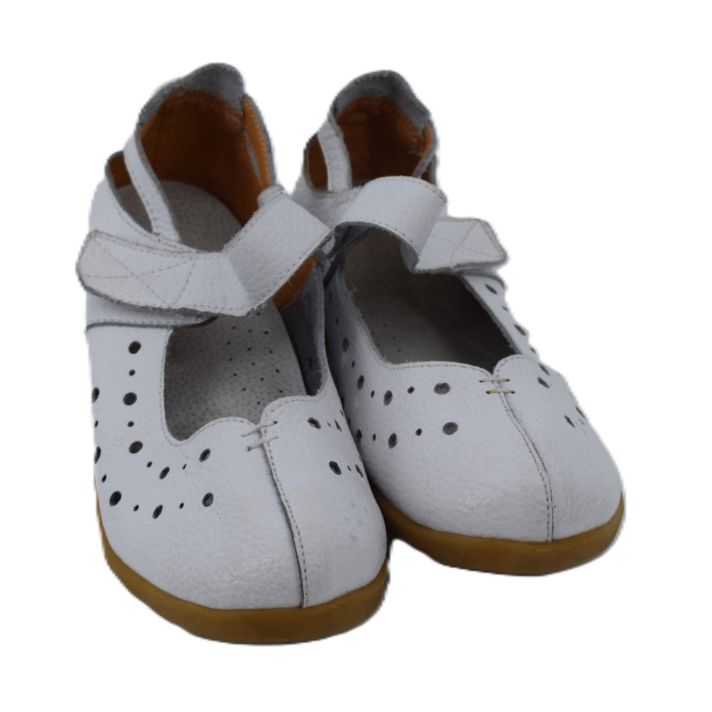 Unbranded Mary Jane Flats Women 39 White Good Perforated Leather Low Wedge Strap